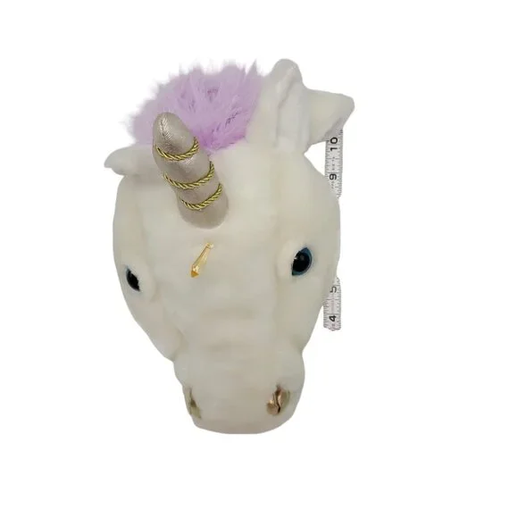 Good Condition Plush Unicorn Hat With Purple Mane & Gold Horn with sounds - Picture 3 of 6